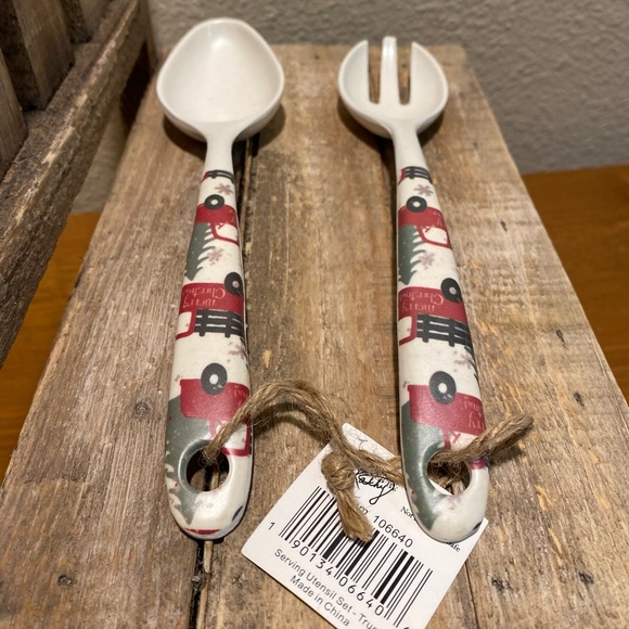 Christmas Serving Utensils, Red Truck Serving Spoon & Serving Fork Set Of 2 - Picture 12 of 16
